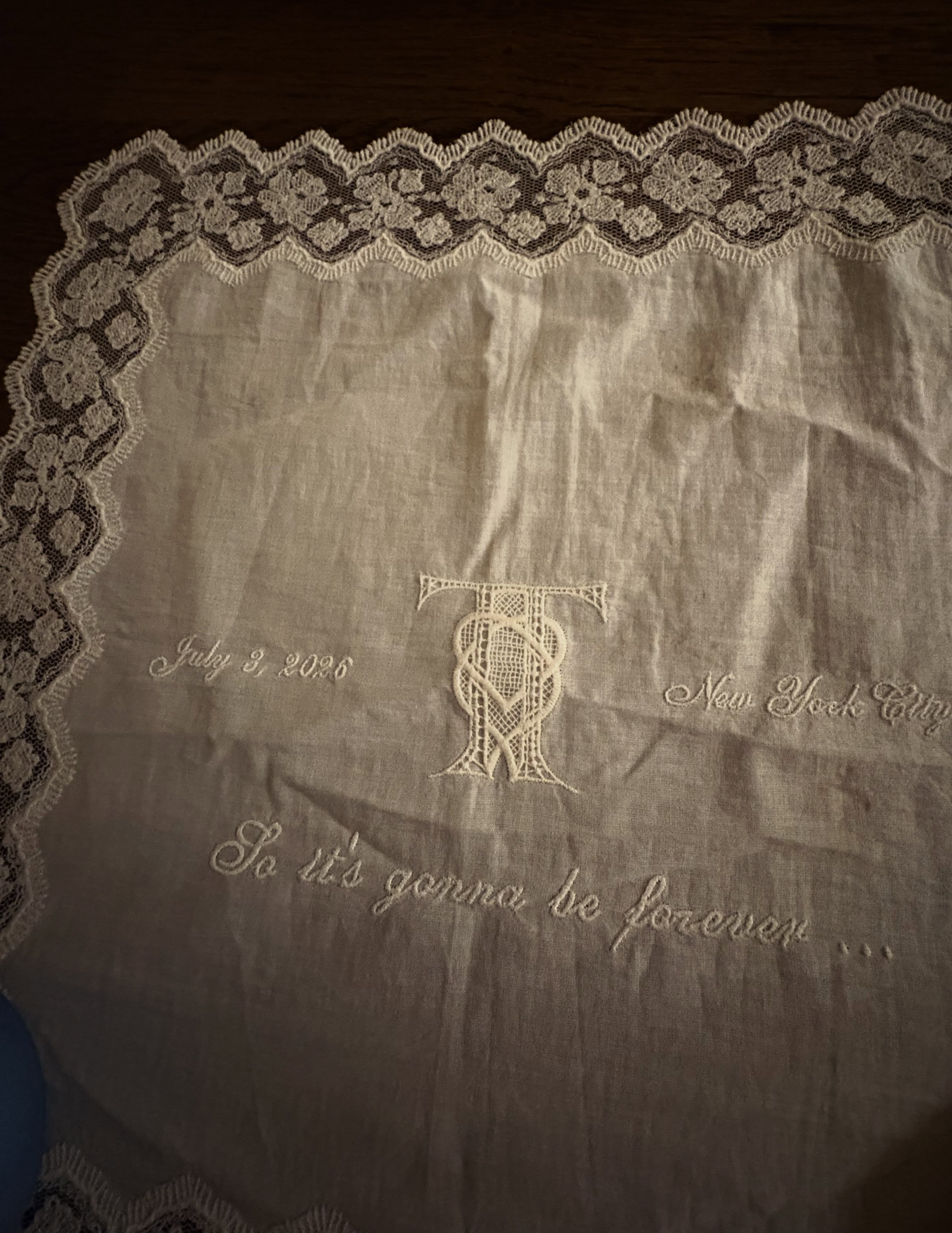 handkerchief party favor at taylor swift and travis kelce's wedding
